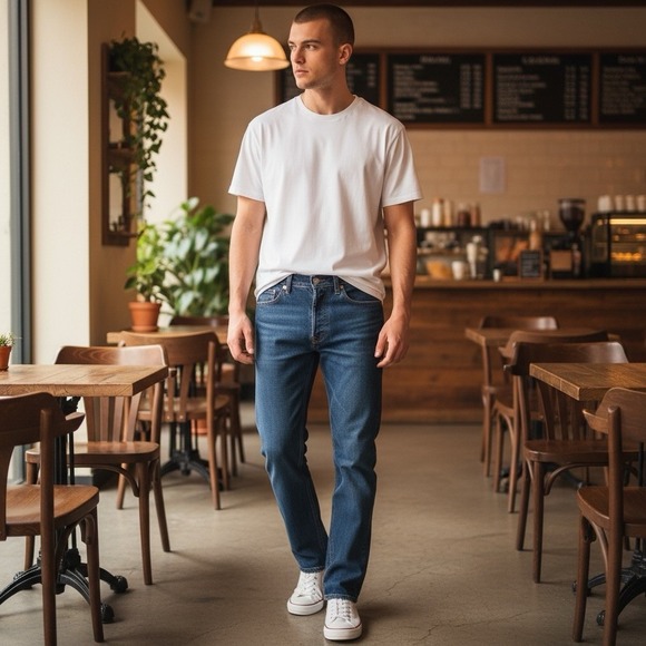 Levi's 505 Regular Fit Stretch Straight Leg Men's‎ 34x30 Blue Denim Jeans - NWT - Picture 2 of 4